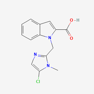 molecular formula C14H12ClN3O2 B1417333 1-[(5-chloro-1-methyl-1H-imidazol-2-yl)methyl]-1H-indole-2-carboxylic acid CAS No. 1094451-89-4
