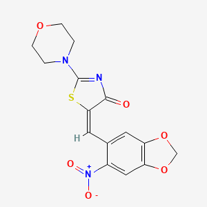 molecular formula C15H13N3O6S B14173341 (5E)-2-morpholin-4-yl-5-[(6-nitro-1,3-benzodioxol-5-yl)methylidene]-1,3-thiazol-4-one CAS No. 673489-42-4