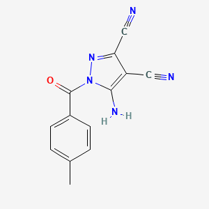 molecular formula C13H9N5O B14173397 5-Amino-1-(4-methylbenzoyl)pyrazole-3,4-dicarbonitrile CAS No. 958940-19-7