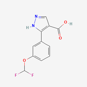 molecular formula C11H8F2N2O3 B1417350 3-[3-(二氟甲氧基)苯基]-1H-吡唑-4-羧酸 CAS No. 1152974-89-4