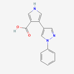 B1417352 4-(1-phenyl-1H-pyrazol-4-yl)-1H-pyrrole-3-carboxylic acid CAS No. 1152964-26-5