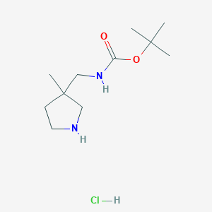 molecular formula C11H23ClN2O2 B1417366 叔丁基N-[(3-甲基吡咯烷-3-基)甲基]氨基甲酸酯盐酸盐 CAS No. 2173992-06-6