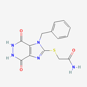 molecular formula C14H13N5O3S B14173666 2-[(1-Benzyl-4,7-dioxo-4,5,6,7-tetrahydro-1h-imidazo[4,5-d]pyridazin-2-yl)sulfanyl]acetamide CAS No. 3434-21-7