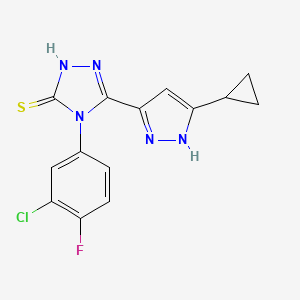 4-(3-chloro-4-fluorophenyl)-3-(5-cyclopropyl-1H-pyrazol-3-yl)-1H-1,2,4-triazole-5-thione