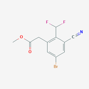 molecular formula C11H8BrF2NO2 B1417379 Methyl 5-bromo-3-cyano-2-(difluoromethyl)phenylacetate CAS No. 1805581-74-1