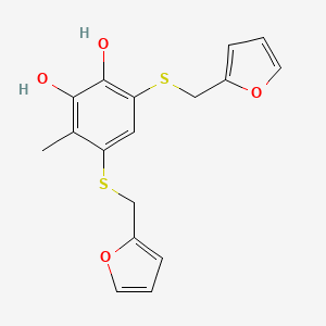 molecular formula C17H16O4S2 B14173810 4,6-Bis{[(furan-2-yl)methyl]sulfanyl}-3-methylbenzene-1,2-diol CAS No. 923267-53-2