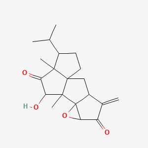 molecular formula C20H26O4 B14173840 10-Hydroxy-9,12-dimethyl-4-methylidene-13-propan-2-yl-7-oxapentacyclo[7.6.0.01,12.03,8.06,8]pentadecane-5,11-dione CAS No. 97294-61-6