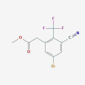 molecular formula C11H7BrF3NO2 B1417388 Methyl 5-bromo-3-cyano-2-(trifluoromethyl)phenylacetate CAS No. 1807024-95-8