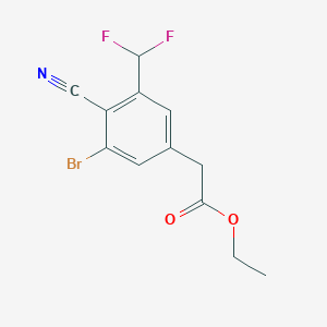 molecular formula C12H10BrF2NO2 B1417389 Ethyl 3-bromo-4-cyano-5-(difluoromethyl)phenylacetate CAS No. 1805581-58-1