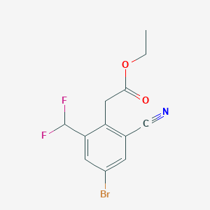 molecular formula C12H10BrF2NO2 B1417390 Ethyl 4-bromo-2-cyano-6-(difluoromethyl)phenylacetate CAS No. 1805412-41-2