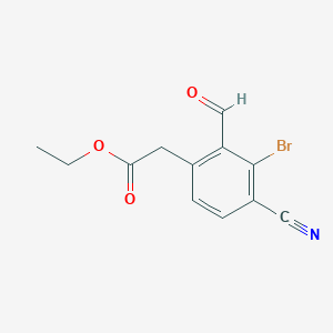 molecular formula C12H10BrNO3 B1417391 Ethyl 3-bromo-4-cyano-2-formylphenylacetate CAS No. 1807024-00-5