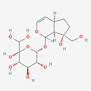 molecular formula C15H24O11 B14173939 beta-D-Glucopyranoside, (1S,4aR,5S,6S,7S,7aS)-1,4a,5,6,7,7a-hexahydro-5,6,7-trihydroxy-7-(hydroxymethyl)cyclopenta(c)pyran-1-yl CAS No. 81026-61-1