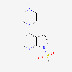 molecular formula C12H16N4O2S B14173944 1H-Pyrrolo[2,3-B]pyridine, 1-(methylsulfonyl)-4-(1-piperazinyl)- 