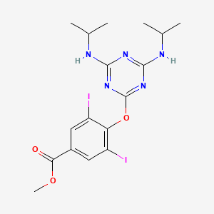 molecular formula C17H21I2N5O3 B14174058 Methyl 4-{[4,6-bis(propan-2-ylamino)-1,3,5-triazin-2-yl]oxy}-3,5-diiodobenzoate CAS No. 397881-03-7