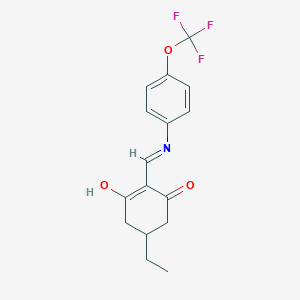 molecular formula C16H16F3NO3 B1417409 5-Ethyl-2-(((4-(trifluoromethoxy)phenyl)amino)methylene)cyclohexane-1,3-dione CAS No. 1023822-64-1