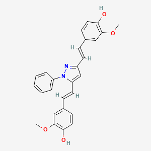 molecular formula C27H24N2O4 B1417412 4,4'-(1E,1'E)-2,2'-(1-Phenyl-1H-pyrazole-3,5-diyl)bis(ethene-2,1-diyl)bis(2-methoxyphenol) CAS No. 1019110-87-2