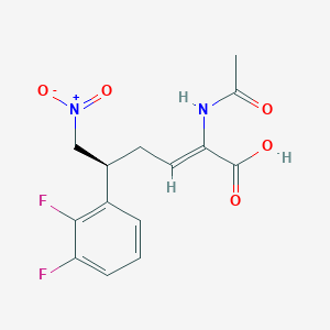 molecular formula C14H14F2N2O5 B14174193 2-Hexenoic acid, 2-(acetylamino)-5-(2,3-difluorophenyl)-6-nitro-, (2Z,5S)- 