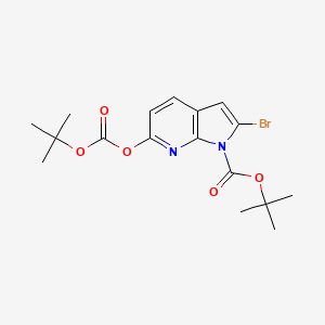 molecular formula C17H21BrN2O5 B14174219 1H-Pyrrolo[2,3-b]pyridine-1-carboxylic acid, 2-bromo-6-[[(1,1-dimethylethoxy)carbonyl]oxy]-, 1,1-dimethylethyl ester 