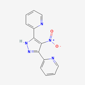 molecular formula C13H9N5O2 B14174225 2,2'-(4-Nitro-1H-pyrazole-3,5-diyl)dipyridine CAS No. 922506-49-8