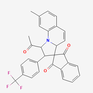 molecular formula C30H22F3NO3 B14174416 1'-acetyl-8'-methyl-2'-[4-(trifluoromethyl)phenyl]-1',2'-dihydro-3a'H-spiro[indene-2,3'-pyrrolo[1,2-a]quinoline]-1,3-dione CAS No. 1217684-32-6