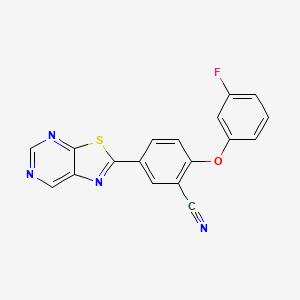 molecular formula C18H9FN4OS B14174622 2-(3-Fluorophenoxy)-5-([1,3]thiazolo[5,4-d]pyrimidin-2-yl)benzonitrile CAS No. 918880-41-8