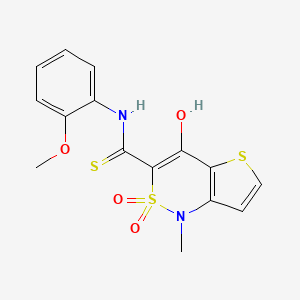 molecular formula C15H14N2O4S3 B1417476 4-羟基-N-(2-甲氧基苯基)-1-甲基-2,2-二氧代-1,2-二氢-2λ~6~-噻吩并[3,2-c][1,2]噻嗪-3-甲硫代酰胺 CAS No. 320423-79-8