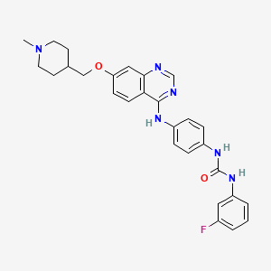 molecular formula C28H29FN6O2 B14174799 Urea, N-(3-fluorophenyl)-N'-[4-[[7-[(1-methyl-4-piperidinyl)methoxy]-4-quinazolinyl]amino]phenyl]- 