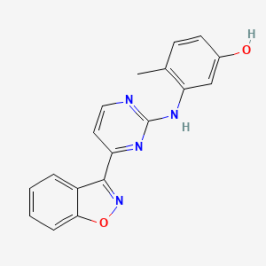 molecular formula C18H14N4O2 B14174883 3-{[4-(1,2-Benzoxazol-3-yl)pyrimidin-2-yl]amino}-4-methylphenol CAS No. 918870-22-1