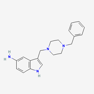 molecular formula C20H24N4 B14174894 Indole, 5-amino-3-((4-benzylpiperazinyl)methyl)- CAS No. 3414-78-6