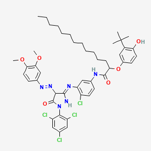 molecular formula C47H56Cl4N6O6 B1417490 2-(3-叔丁基-4-羟基苯氧基)-N-(4-氯-3-((4-((3,4-二甲氧基苯基)偶氮)-4,5-二氢-5-氧代-1-(2,4,6-三氯苯基)-1H-吡唑-3-基)氨基)苯基)肉豆蔻酰胺 CAS No. 65293-90-5