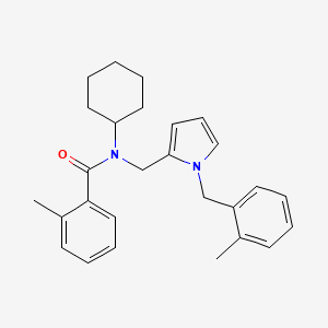 molecular formula C27H32N2O B14174918 N-Cyclohexyl-2-methyl-N-{[1-(2-methylbenzyl)-1H-pyrrol-2-yl]methyl}benzamide CAS No. 853376-05-3