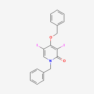 molecular formula C19H15I2NO2 B14174937 1-Benzyl-4-(benzyloxy)-3,5-diiodopyridin-2(1h)-one CAS No. 920490-95-5