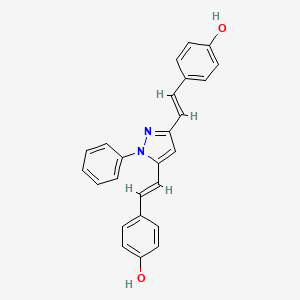 molecular formula C25H20N2O2 B1417518 4,4'-(1E,1'E)-2,2'-(1-Phenyl-1H-pyrazole-3,5-diyl)bis(ethene-2,1-diyl)diphenol CAS No. 828911-79-1