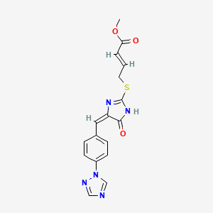 molecular formula C17H15N5O3S B1417523 methyl (E)-4-[(5-oxo-4-{(E)-[4-(1H-1,2,4-triazol-1-yl)phenyl]methylidene}-4,5-dihydro-1H-imidazol-2-yl)sulfanyl]-2-butenoate CAS No. 1164520-68-6