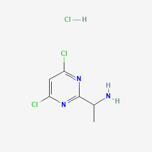 molecular formula C6H8Cl3N3 B14175340 1-(4,6-Dichloropyrimidin-2-YL)ethanamine hydrochloride CAS No. 1196153-67-9