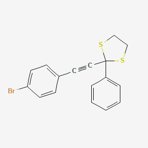 molecular formula C17H13BrS2 B14175353 2-[(4-Bromophenyl)ethynyl]-2-phenyl-1,3-dithiolane CAS No. 920979-37-9