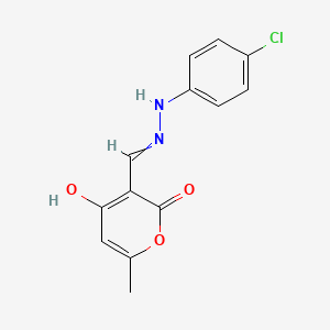 molecular formula C13H11ClN2O3 B1417540 3-[[(4-氯苯基)肼亚基]甲基]-4-羟基-6-甲基吡喃-2-酮 CAS No. 477868-38-5
