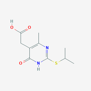 molecular formula C10H14N2O3S B1417550 (4-羟基-2-异丙基硫烷基-6-甲基-嘧啶-5-基)-乙酸 CAS No. 406189-84-2
