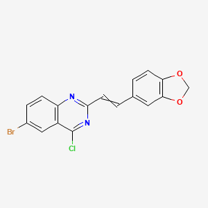 molecular formula C17H10BrClN2O2 B14175752 2-[2-(2H-1,3-Benzodioxol-5-yl)ethenyl]-6-bromo-4-chloroquinazoline CAS No. 922189-66-0