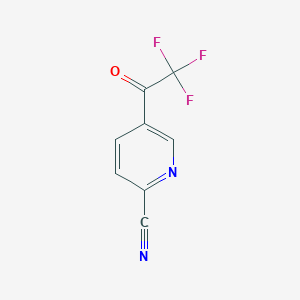 molecular formula C8H3F3N2O B14175782 5-(2,2,2-Trifluoroacetyl)picolinonitrile CAS No. 1060812-25-0