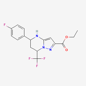 molecular formula C16H15F4N3O2 B1417584 Ethyl 5-(4-fluorophenyl)-7-(trifluoromethyl)-4,5,6,7-tetrahydropyrazolo[1,5-a]pyrimidine-2-carboxylate CAS No. 863186-47-4