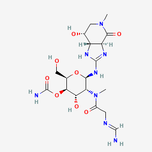 [(2R,3R,4S,5R,6R)-6-[[(3aS,7R,7aS)-7-hydroxy-5-methyl-4-oxo-3a,6,7,7a-tetrahydro-1H-imidazo[4,5-c]pyridin-2-yl]amino]-5-[[2-(aminomethylideneamino)acetyl]-methylamino]-4-hydroxy-2-(hydroxymethyl)oxan-3-yl] carbamate