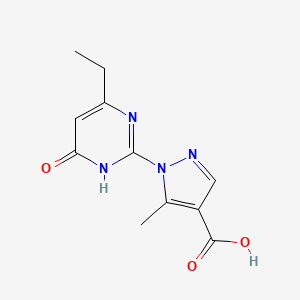molecular formula C11H12N4O3 B1417588 1-(4-乙基-6-氧代-1,6-二氢嘧啶-2-基)-5-甲基-1H-吡唑-4-羧酸 CAS No. 1170600-63-1