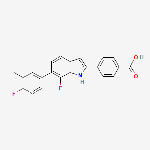 molecular formula C22H15F2NO2 B14175937 4-[7-Fluoro-6-(4-fluoro-3-methylphenyl)-1H-indol-2-yl]benzoic acid CAS No. 926634-50-6