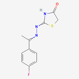 molecular formula C11H10FN3OS B1417617 2-{(E)-2-[(Z)-1-(4-氟苯基)乙叉基]腙基}-1,3-噻唑烷-4-酮 CAS No. 478248-06-5