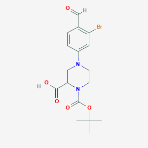 B1417735 (S)-4-(3-Bromo-4-formylphenyl)-1-(tert-butoxy-carbonyl)piperazine-2-carboxylic acid CAS No. 1787057-43-5