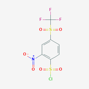 molecular formula C7H3ClF3NO6S2 B1417781 2-Nitro-4-[(trifluoromethyl)sulfonyl]benzenesulfonyl chloride CAS No. 1000932-64-8