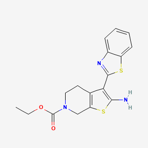 B1417791 ethyl 2-amino-3-(1,3-benzothiazol-2-yl)-4,7-dihydrothieno[2,3-c]pyridine-6(5H)-carboxylate CAS No. 1105194-36-2