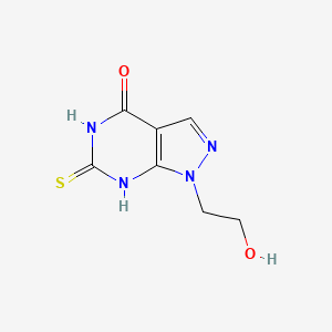 molecular formula C7H8N4O2S B1417816 1-(2-羟乙基)-6-巯基-1,5-二氢-4{H}-吡唑并[3,4-{d}]嘧啶-4-酮 CAS No. 941868-06-0