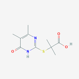 molecular formula C10H14N2O3S B1417820 2-(4,5-Dimethyl-6-oxo-1,6-dihydro-pyrimidin-2-ylsulfanyl)-2-methyl-propionic acid CAS No. 883550-08-1